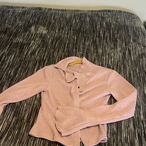 Pink Ribbed Long Sleeve Top